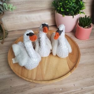 Target Sequin Swan Ornaments Plush Animals Holiday Christmas Set Of 3